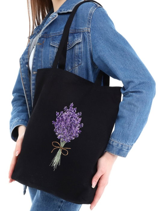 Zoozie Bags Bolso de Mano de Algodón Negro 35x40x8 cm
